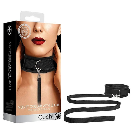 OUCH! Velvet & Velcro Adjustable Collar by Shots Toys - Collars and Leads