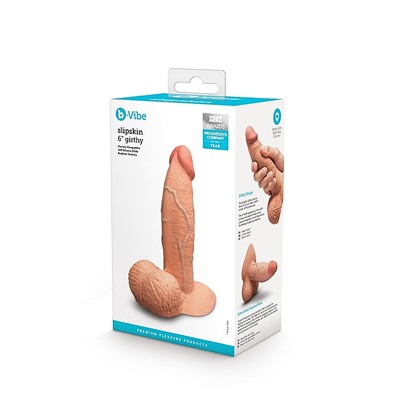 B Vibe Slipskin Girthy 6 Inch Realistic Silicone Dildo with Girthy Design - Realistic Dildos