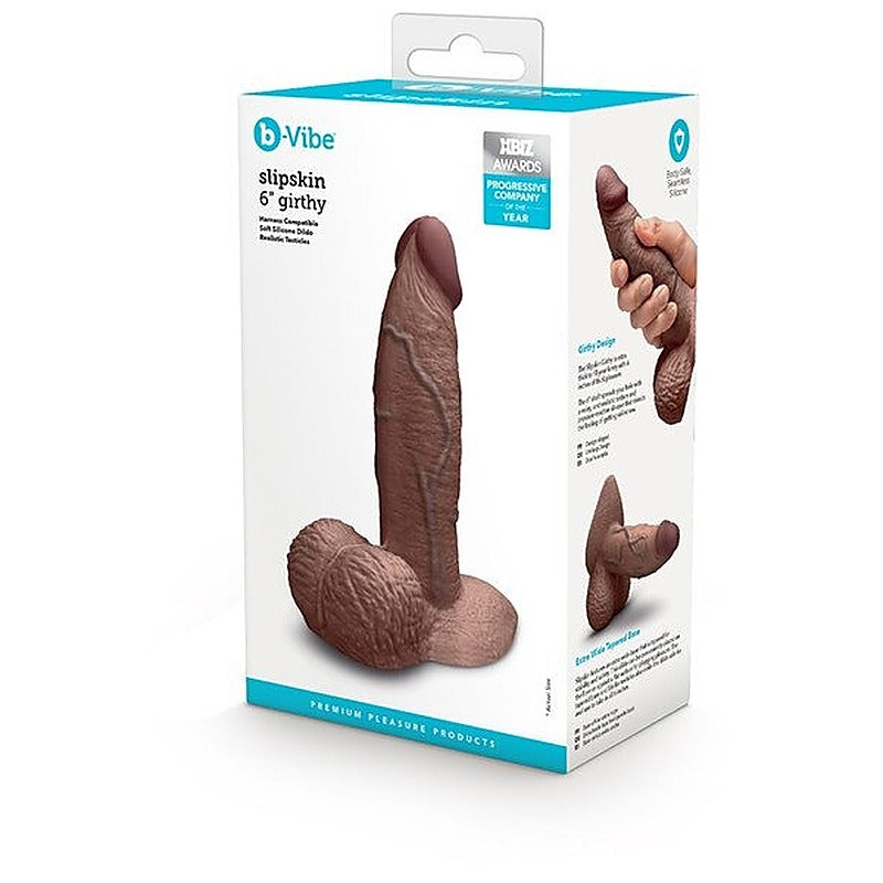 B Vibe Slipskin Girthy 6 Inch Realistic Silicone Dildo with Girthy Design - Realistic Dildos