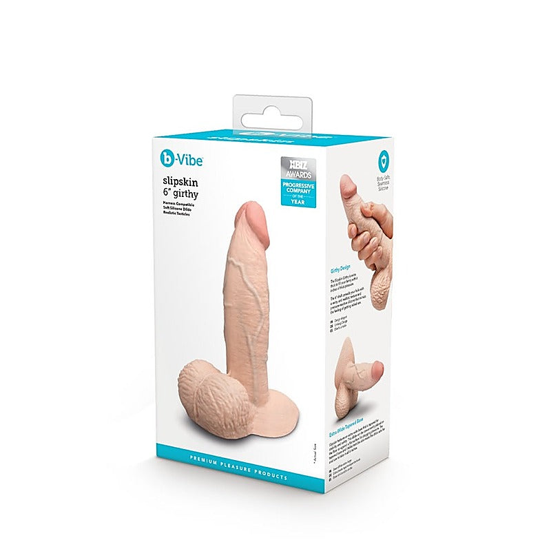 B Vibe Slipskin Girthy 6 Inch Realistic Silicone Dildo with Girthy Design - Realistic Dildos