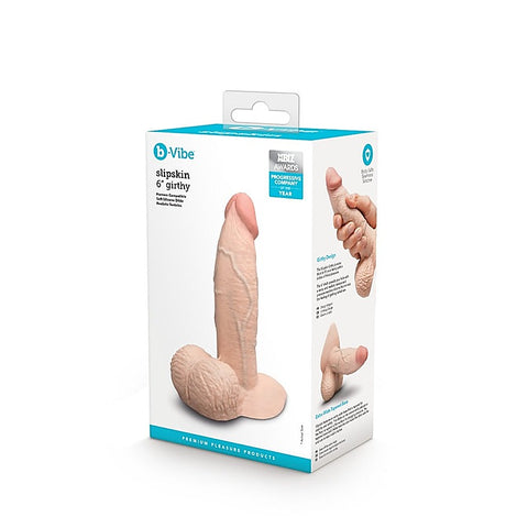 B Vibe Slipskin Girthy 6 Inch Realistic Silicone Dildo with Girthy Design - Realistic Dildos