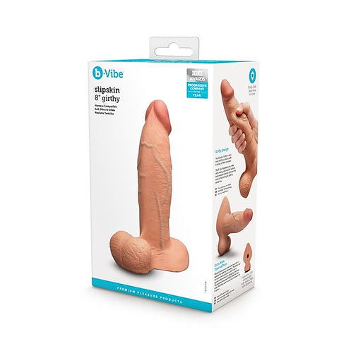 B Vibe Slipskin Realistic Silicone Dildo Girthy 8 Inch with Pressure Tech - Realistic Dildos