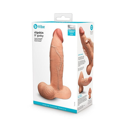 Slipskin Girthy 9 Inch Realistic Silicone Dildo by B-Vibe - Realistic Dildos