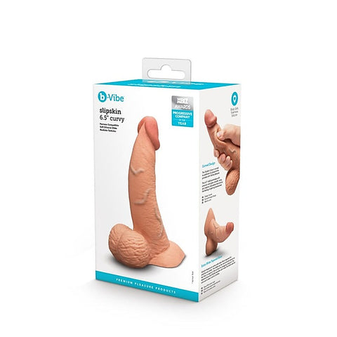 B Vibe Slipskin Curved Realistic Silicone Dildo 6.5 Inch Pressure Reactive - Realistic Dildos