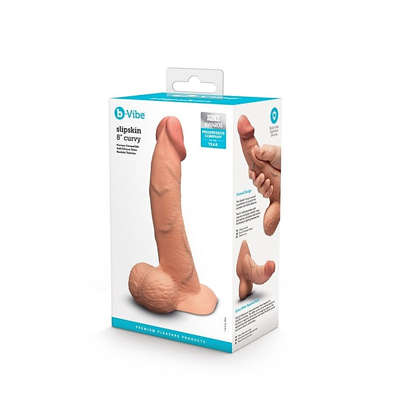 Slipskin Curved Realistic Silicone Dildo by B-Vibe - Realistic Dildos