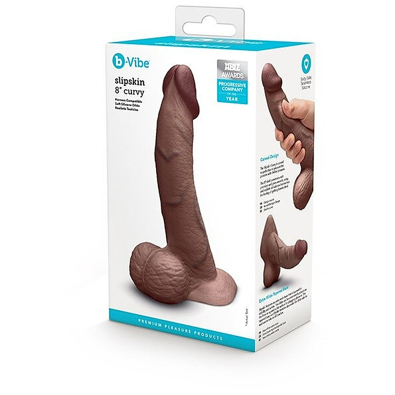Slipskin Curved Realistic Silicone Dildo by B-Vibe - Realistic Dildos