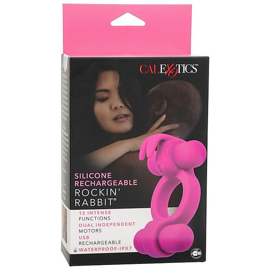 Silicone Rechargeable Rockin' Rabbit Penis Ring - Vibrating Cock Rings