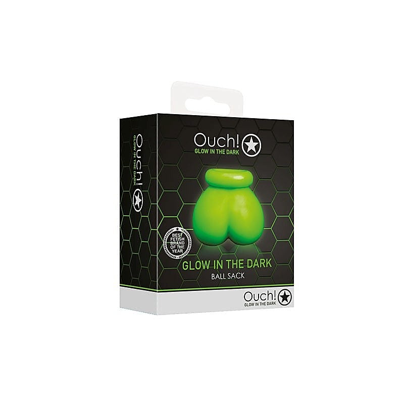 OUCH! Luminous Bondage Ball Sack by Shots Toys - Cock Rings
