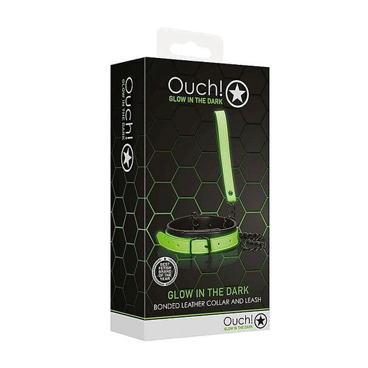 OUCH! Glow in Dark Collar and Leash by Shots Toys - Collars and Leads
