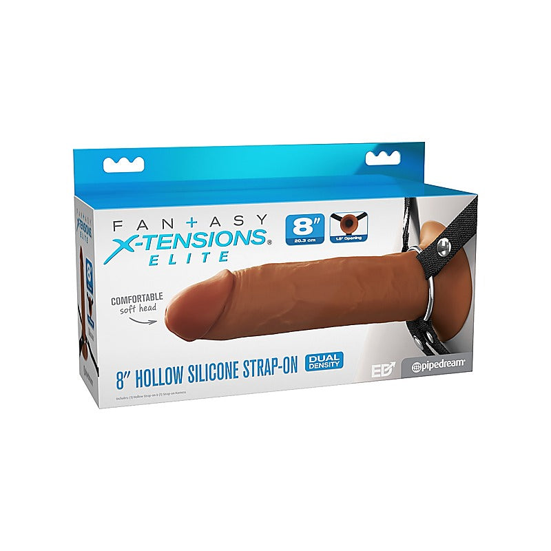 Fantasy X-Tensions 8 Inch Dual Density Hollow Strap-on Dildo - Strap On Sextoys