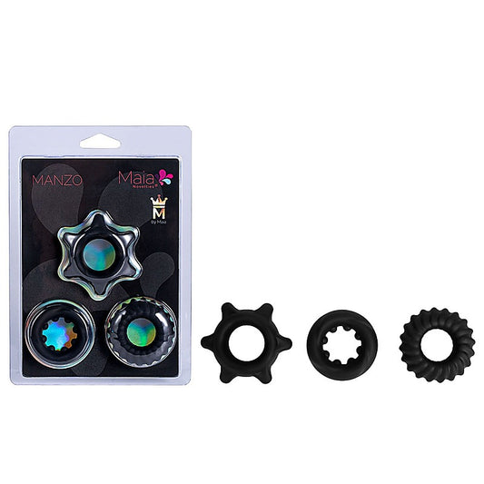 MANZO Stretchy Silicone Cock Rings by Maia Toys - Cock Ring Sets