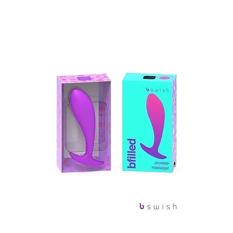 B Swish Bfilled Basic Orchid Prostate Massager 10cm Purple Body Safe Silicone - Prostate Toys