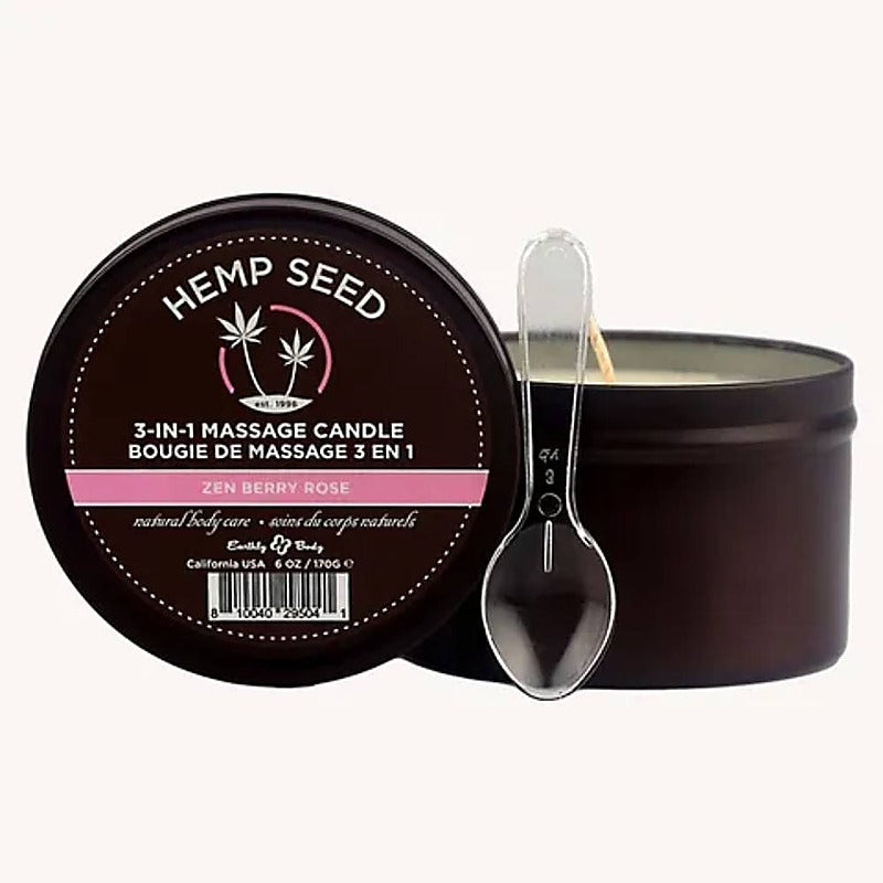 Earthly Body Hemp Seed 3 In 1 Adult Massage Candle 170 g Premium Natural Oils - Sex Pheromones and Perfumes