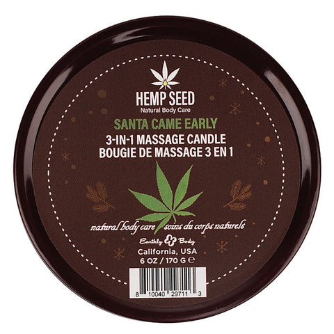 Earthly Body Hemp Seed 3 In 1 Adult Massage Candle 170 g Premium Natural Oils - Sex Pheromones and Perfumes