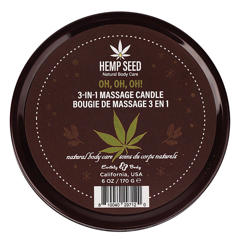 Earthly Body Hemp Seed 3 In 1 Adult Massage Candle 170 g Premium Natural Oils - Sex Pheromones and Perfumes