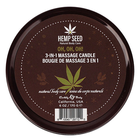 Earthly Body Hemp Seed 3 In 1 Adult Massage Candle 170 g Premium Natural Oils - Sex Pheromones and Perfumes
