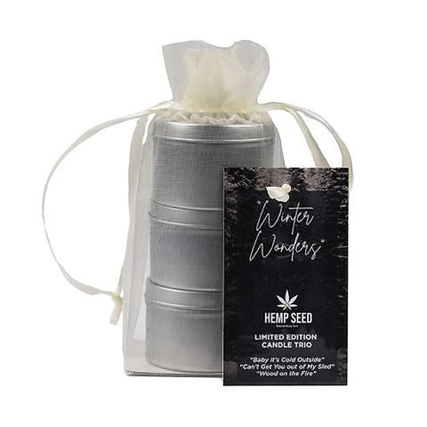 Earthly Body Hemp Seed Winter Wonders Mini Massage Candle Trio Premium Oils - Sex Pheromones and Perfumes