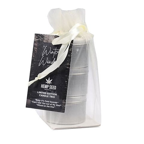 Earthly Body Hemp Seed Winter Wonders Mini Massage Candle Trio Premium Oils - Sex Pheromones and Perfumes