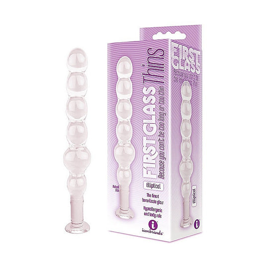 The 9's Glass First Thins Elliptical Glass Anal Beads - Anal Beads and Balls