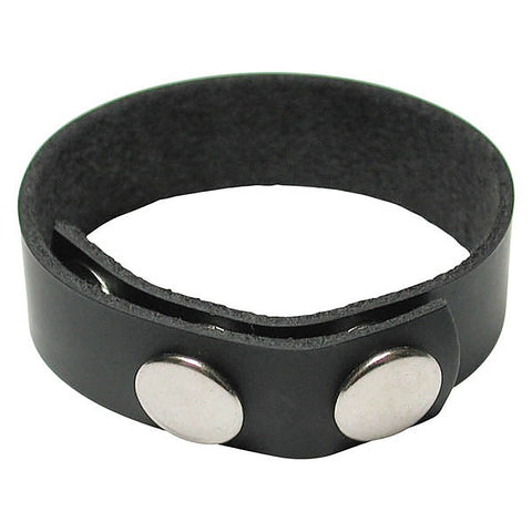 KinkLab 3 Snap Black Leather Adjustable Cock Ring - Cock Rings