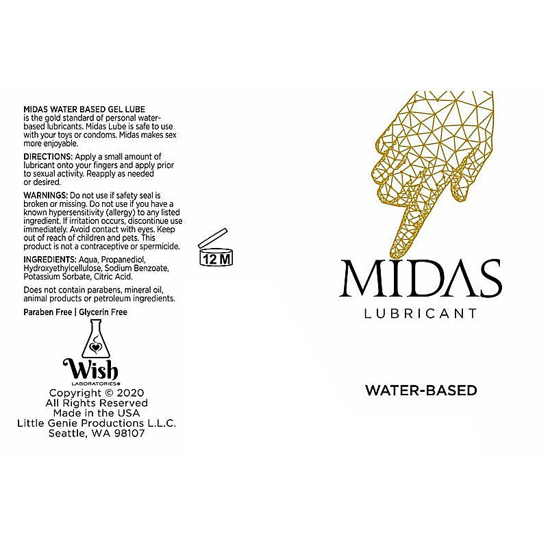 Midas Water Based Gel Lubricant by Little Genie - Water Based Lubes