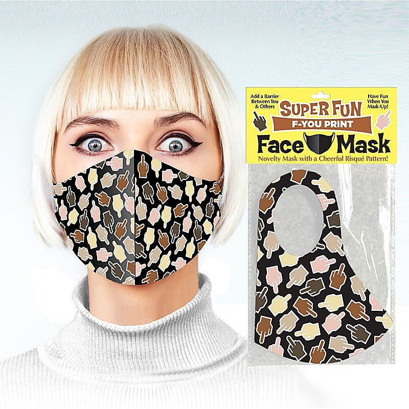 Super Fun F U FINGER Novelty Face Mask by Little Genie - Masks And Blindfolds