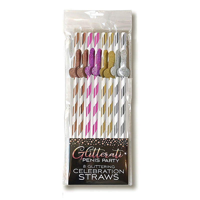 Little Genie Glitterati Coloured Party Tall Straws 8 Pack - Party Gifts and Novelties