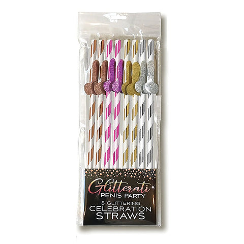 Little Genie Glitterati Coloured Party Tall Straws 8 Pack - Party Gifts and Novelties