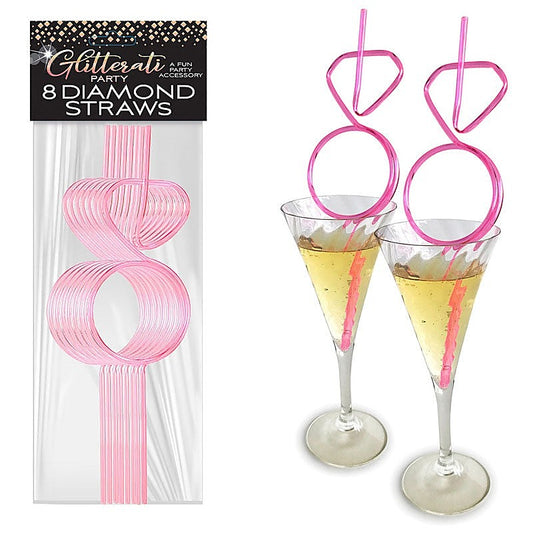 Glitterati Hens Party Novelty Diamond Straw Set of 8 - Party Gifts and Novelties