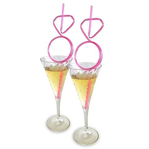 Little Genie Glitterati Hens Party Novelty Diamond Straw Set of 8 - Party Gifts and Novelties