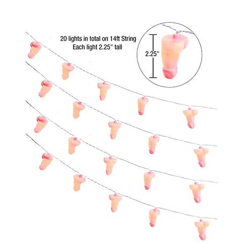 Little Genie Glitterati Novelty Penis Party String Light 20 LED - Party Gifts and Novelties