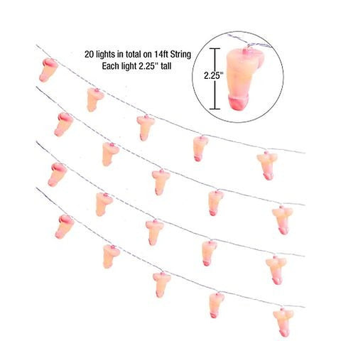 Little Genie Glitterati Novelty Penis Party String Light 20 LED - Party Gifts and Novelties