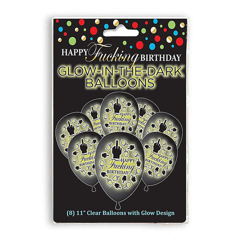 Little Genie Happy Fucking Birthday Glow In The Dark Balloons 8 Pack - Party Gifts and Novelties
