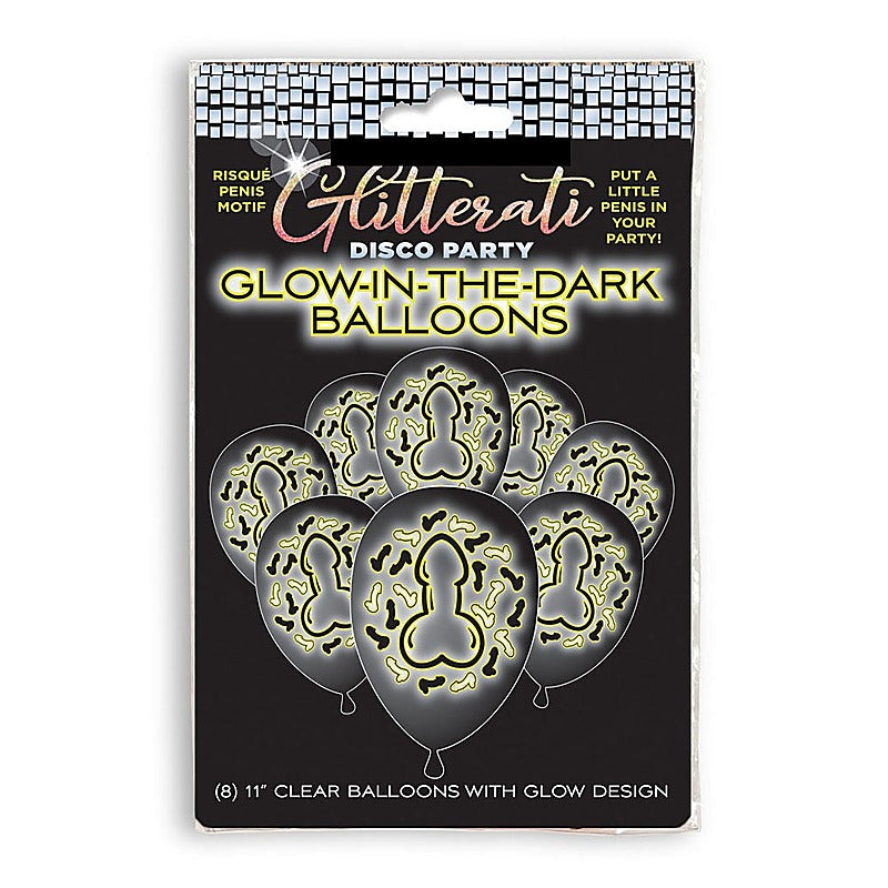 Little Genie Glitterati Disco Party Glow In The Dark Hens Party Balloons 8 Pack - Party Gifts and Novelties