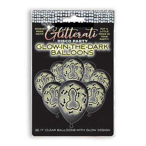 Little Genie Glitterati Disco Party Glow In The Dark Hens Party Balloons 8 Pack - Party Gifts and Novelties