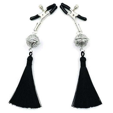 Sexy AF Black Tassel Nipple Clamps by Little Genie - Nipple and Clit Clamps