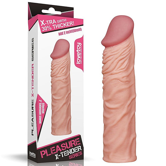 Pleasure X Tender Penis Extension Sleeve 5.1cm Flesh - Penis Sleeves and Extenders
