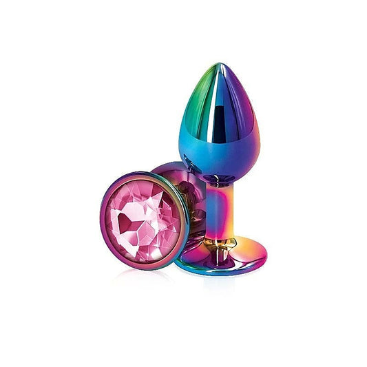 Rear Assets Multi Coloured Gem Base Metal Butt Plug - Butt Plugs