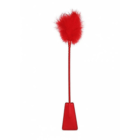 Ouch! Bondage Crop With Feather Whip by Shots Toys - Whips And Crops