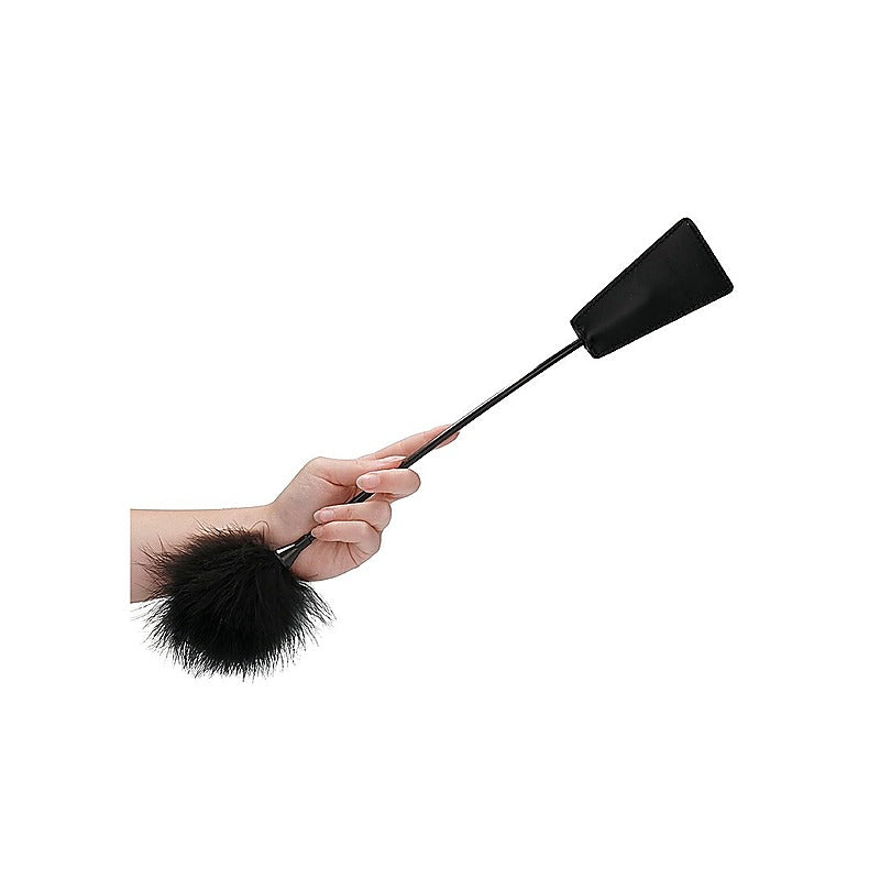 Ouch! Bondage Crop With Feather Whip by Shots Toys - Whips And Crops