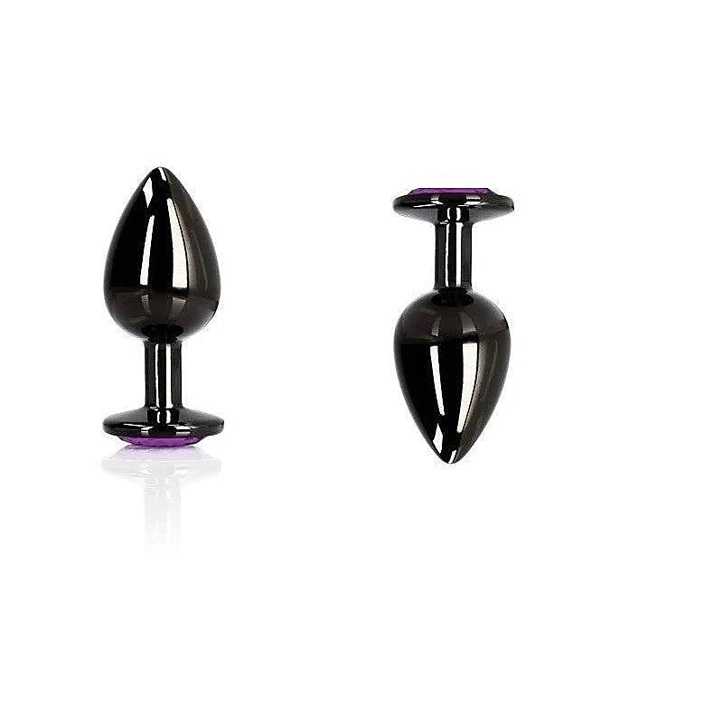 OUCH Heart Gem Base Gunmetal Butt Plug Medium by Shots Toys - Butt Plugs