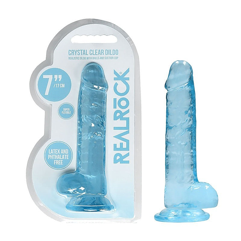 REALROCK Realistic Dildo With Balls Blue by Shots Toys - Realistic Dildos