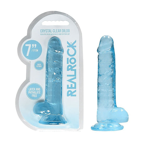REALROCK Realistic Dildo With Balls Blue by Shots Toys - Realistic Dildos