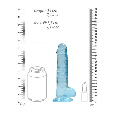 REALROCK Realistic Dildo With Balls Blue by Shots Toys - Realistic Dildos