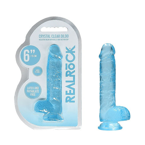 REALROCK Realistic Dildo With Balls Blue by Shots Toys - Realistic Dildos