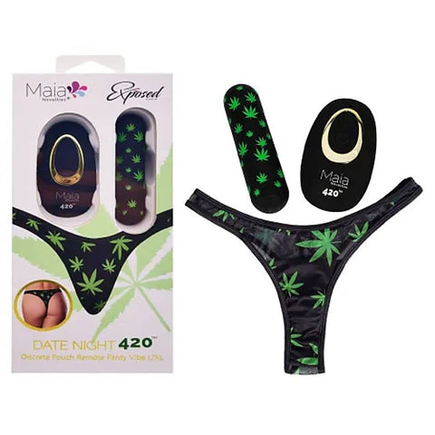 Maia Toys DATE NIGHT 420 Remote Control Rechargeable Panty Vibrator Black - Remote Control Vibrators