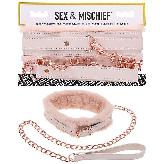 Peaches N CreaMe Fur Collar & Leash by Sportsheets - Collars and Leads