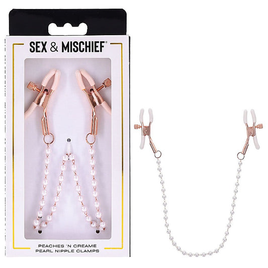 Peaches N CreaMe Pearl Nipple Clamps by Sportsheets - Nipple and Clit Clamps