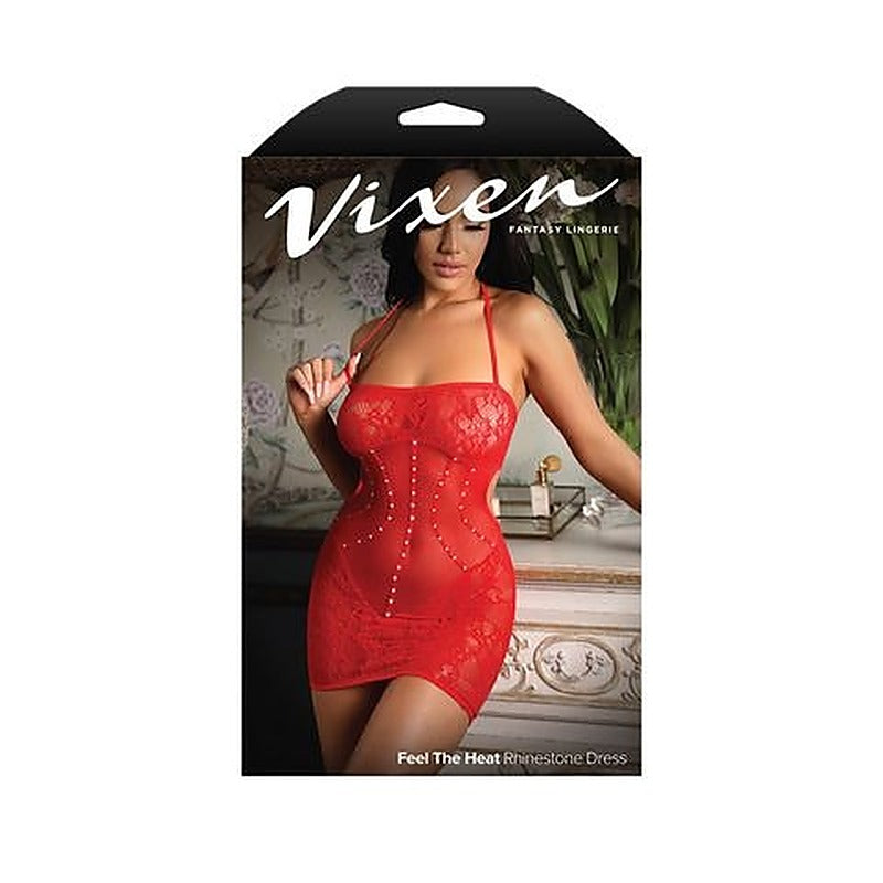 Vixen Feel The Heat Lace Halter Dress by Fantasy Lingerie - BabyDolls And Chemises