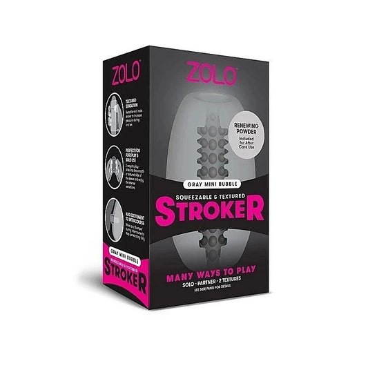 Zolo Grey Mini Bubble Squeezable & Textured Stroker - Masturbators and Strokers